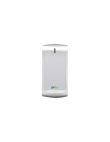 Lector de acceso metálico
Acceso por tarjeta EM/MF
Indicador LED y acústico
Wiegand 26/34
Compatible con controladoras ZKTec