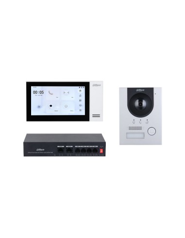 Kit d'interphone vidéo IP à montage en surface avec panneau extérieur VTO2201F-P et moniteur VTH2421FW-P