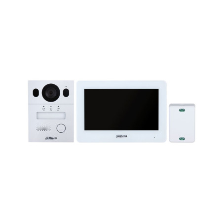 Kit Videoportero IP Montaje Superficie con Estación Exterior Híbrida WiFi / 2 Hilos VTO2003F y Monitor VTH5123H-W