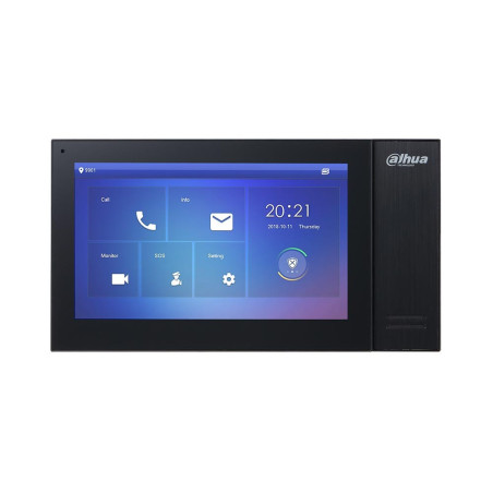 Monitor Interior 7" de Superficie para Videoportero IP PoE SD 6E 1S Alarma Negro