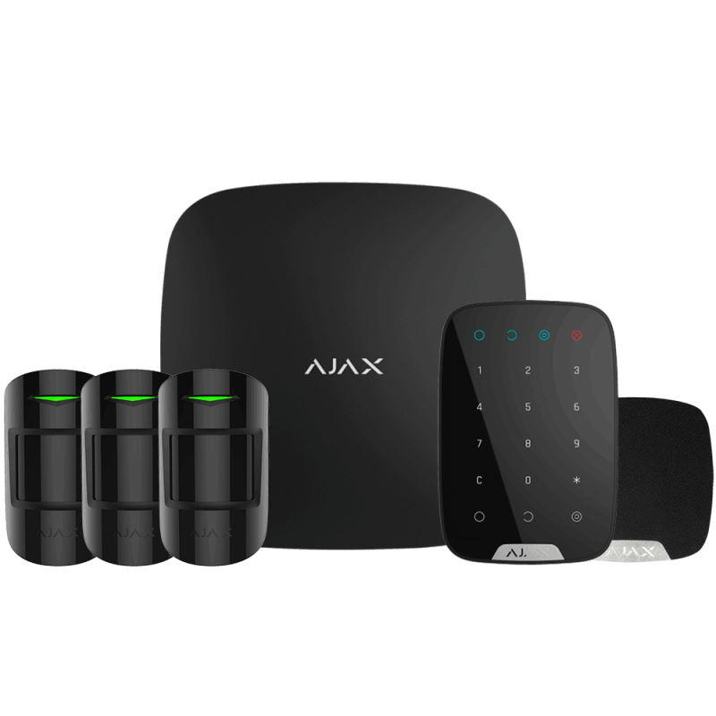 Kit d'alarme professionnel Ajax | Centrale, détecteurs, clavier, sirène