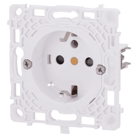 Prise de type F. Alimentation : 250 V CA, 50/60 Hz. Puissance maximale : 3,6 kW.