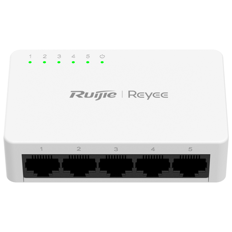 Switch de bureau Reyee | 5 ports Ethernet rapides | Boîtier en plastique | Installation facile | Économie d'énergie