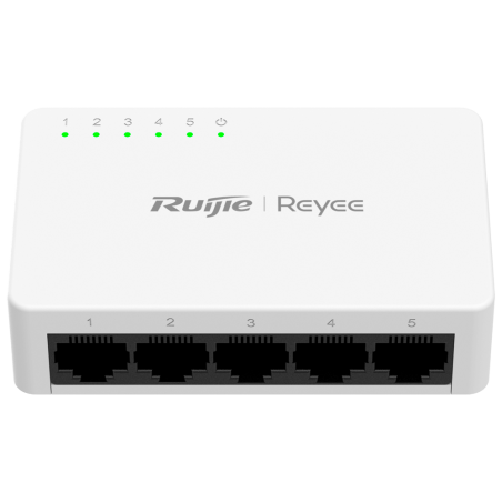 Reyee Switch Sobremesa | 5 Puertos Fast Ethernet | Carcasa de Plástico | Plug  Play | Ahorro de Energía