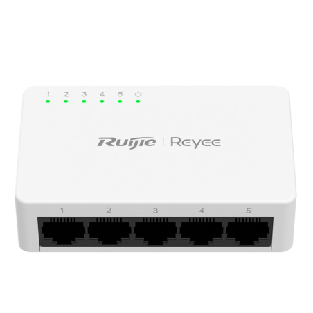 Switch de bureau Reyee | 5 ports RJ45 Gigabit | Boîtier en plastique | Installation facile | Économie d'énergie