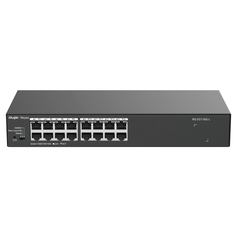 Reyee Switch Sobremesa | 16 Puertos Gigabit RJ45 | Carcasa Metálica | Enracable | Plug  Play | Ahorro de Energía