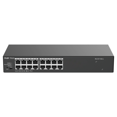 Reyee Switch Sobremesa | 16 Puertos Gigabit RJ45 | Carcasa Metálica | Enracable | Plug  Play | Ahorro de Energía