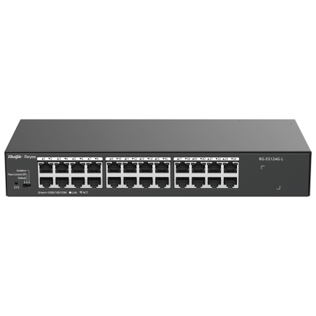 Reyee Switch Sobremesa | 24 Puertos Gigabit RJ45 | Carcasa Metálica | Enracable | Plug  Play | Ahorro de Energía