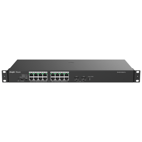 Reyee Switch PoE Sobremesa | 16 Puertos Gigabit PoE+ (247W) + 2 Uplink SFP | Aislamiento de Puertos | Flow Control | Plug  Play