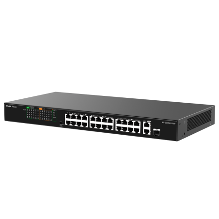 Switch PoE rackable Reyee | 24 ports Fast Ethernet PoE+ (180 W) + 1 liaison montante RJ45 + 1 port combo SFP | Isolation des por