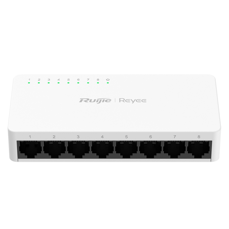 Switch de bureau Reyee | 8 ports Gigabit RJ45 | Boîtier en plastique | Installation facile | Économie d'énergie