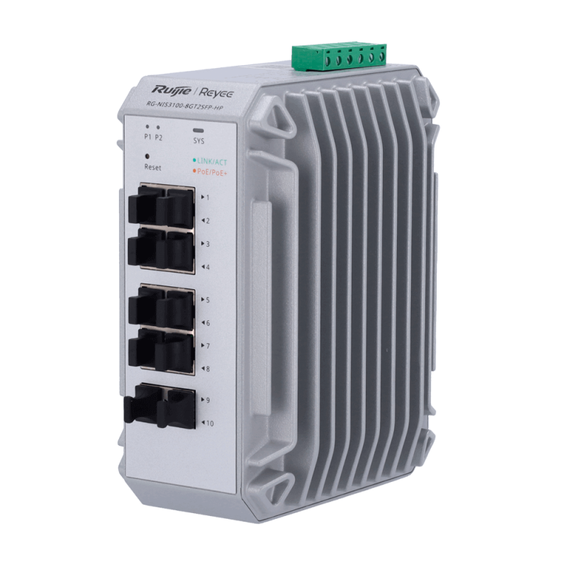 Reyee Switch Industrial PoE Cloud Capa 2 | 8 Puertos Gigabit PoE+ (30W por Puerto, 240W Máx.) + 2 SFP | VLAN, Loop Prevention, S