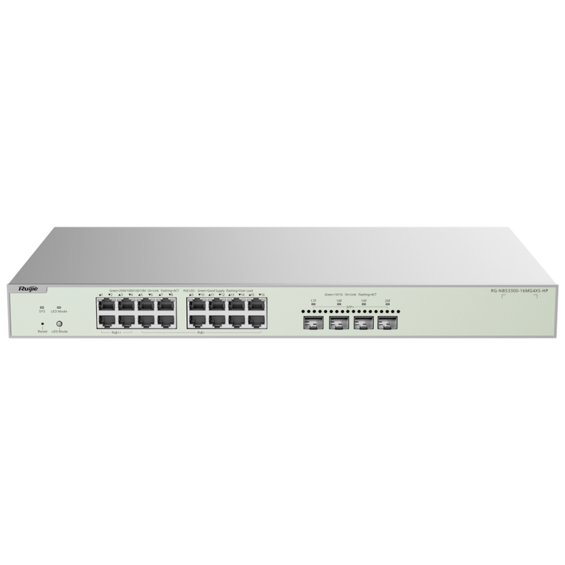Switch PoE Cloud de couche 2 Reyee | 16 ports PoE multigigabit + 4 ports SFP+ 10 Gbit/s | PoE 802.3af/at/bt (jusqu'à 90 W par po