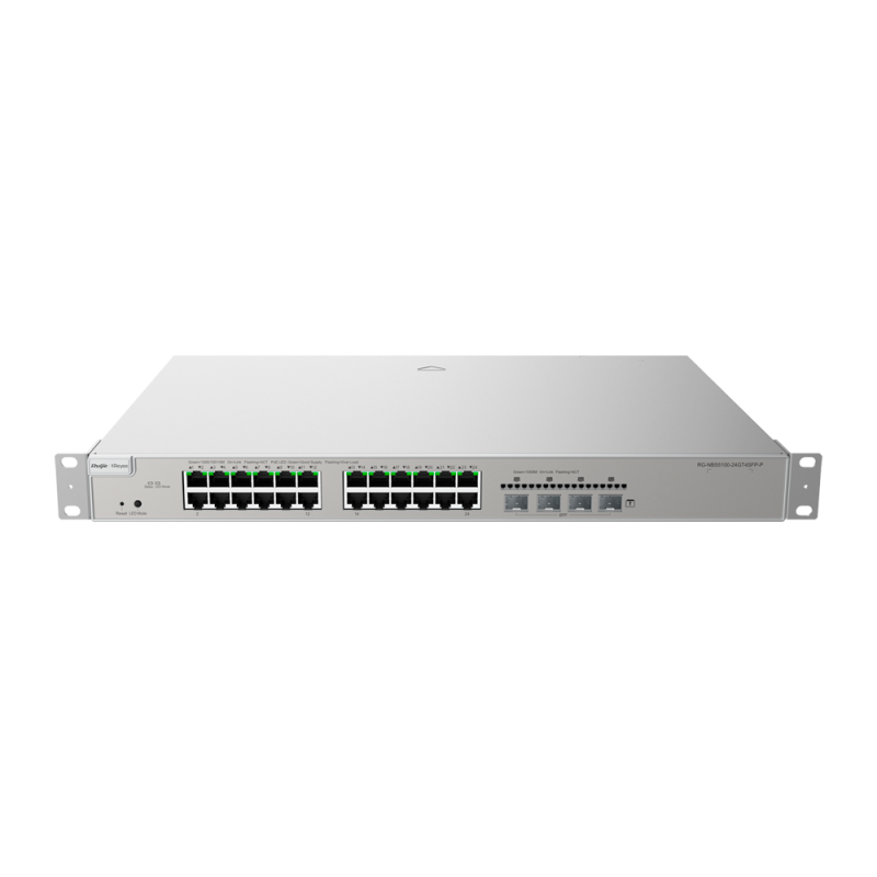 Reyee Switch PoE Cloud Capa 3 | 24 Puertos Gigabit PoE+ (30W por Puerto, 370W Máx.) + 4 SFP | VLAN, Port Isolation, STP/RSTP, AC