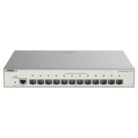 Commutateur Reyee Cloud Layer 3 | 12 ports SFP+ 10 Gbit/s + 1 port de gestion | VCS, routage statique, RIP, OSPF | LAG statique,