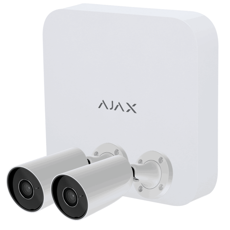 Kit de vidéosurveillance Ajax 8 canaux + 2 caméras 5 MP avec vision nocturne 50 m et IA