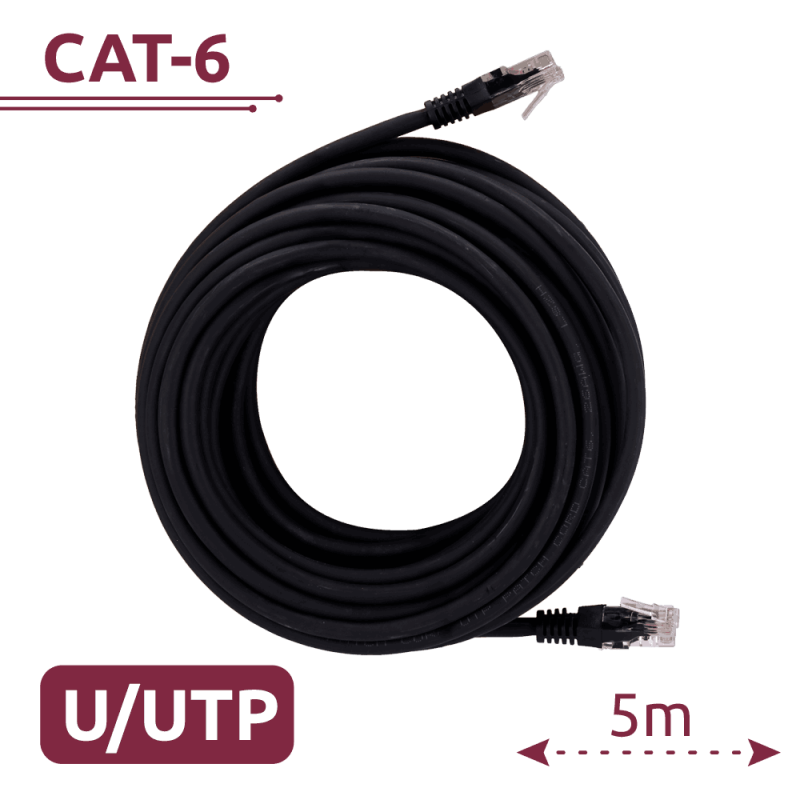 Câble UTP Cat 6 RJ45 – 5 m – Noir