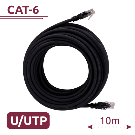 Câble UTP Cat 6 RJ45 – 10 m – Noir