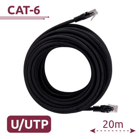 Câble UTP Cat 6 RJ45 – 20 m – Noir