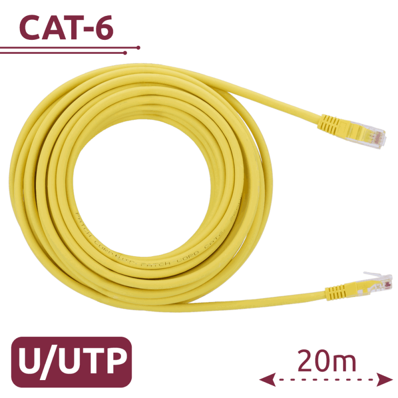 Câble UTP Cat 6 RJ45 – 20 m – Jaune
