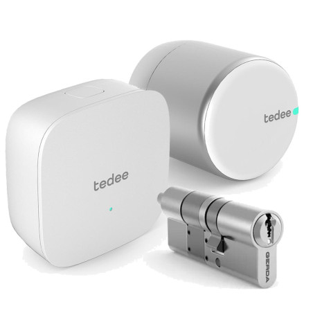 Cerradura inteligente Tedee PRO + Cilindro Doble Embrague + Brigde Wi-Fi